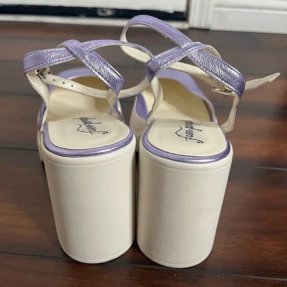 Free People Women Double Stacked Chunky Platform Leather Mary Jane Purple sz 40 - Picture 7 of 12